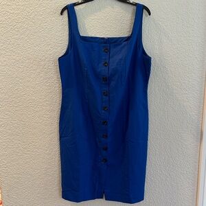 Ann Taylor Royal Blue Button-Front Midi Dress